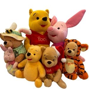 Disney Pooh & Piglet lot of 6 plush 6”-11”